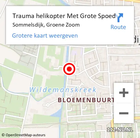 Locatie op kaart van de 112 melding: Trauma helikopter Met Grote Spoed Naar Sommelsdijk, Groene Zoom op 25 maart 2022 14:44