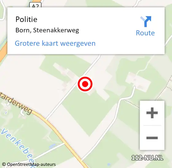 Locatie op kaart van de 112 melding: Politie Born, Steenakkerweg op 25 maart 2022 14:51