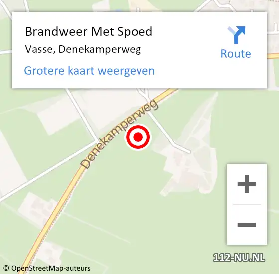 Locatie op kaart van de 112 melding: Brandweer Met Spoed Naar Vasse, Denekamperweg op 25 maart 2022 15:04