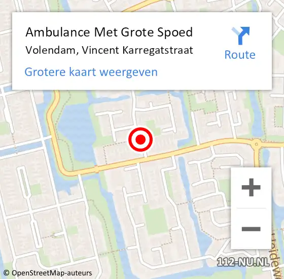 Locatie op kaart van de 112 melding: Ambulance Met Grote Spoed Naar Volendam, Vincent Karregatstraat op 25 maart 2022 15:07