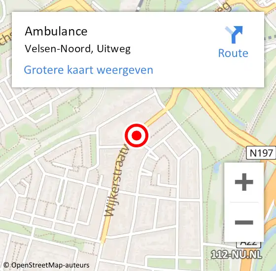 Locatie op kaart van de 112 melding: Ambulance Velsen-Noord, Uitweg op 25 maart 2022 15:14