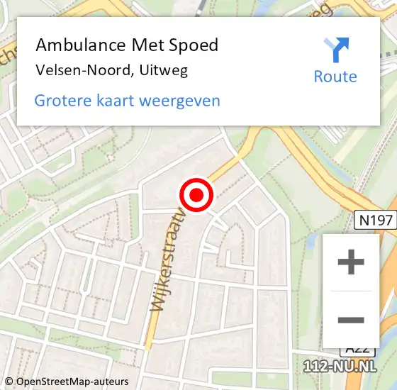 Locatie op kaart van de 112 melding: Ambulance Met Spoed Naar Velsen-Noord, Uitweg op 25 maart 2022 15:16