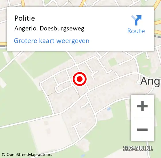 Locatie op kaart van de 112 melding: Politie Angerlo, Doesburgseweg op 25 maart 2022 15:22