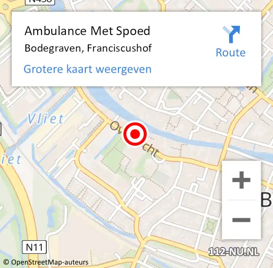 Locatie op kaart van de 112 melding: Ambulance Met Spoed Naar Bodegraven, Franciscushof op 25 maart 2022 15:40