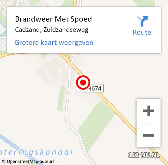 Locatie op kaart van de 112 melding: Brandweer Met Spoed Naar Cadzand, Zuidzandseweg op 25 maart 2022 15:44
