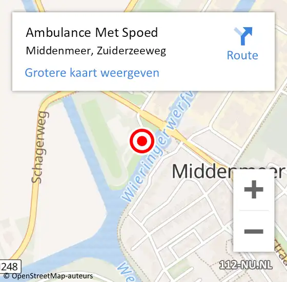 Locatie op kaart van de 112 melding: Ambulance Met Spoed Naar Middenmeer, Zuiderzeeweg op 25 maart 2022 15:57