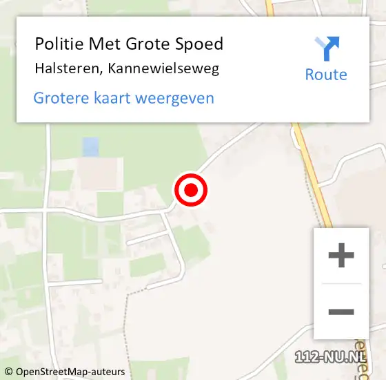 Locatie op kaart van de 112 melding: Politie Met Grote Spoed Naar Halsteren, Kannewielseweg op 25 maart 2022 16:08