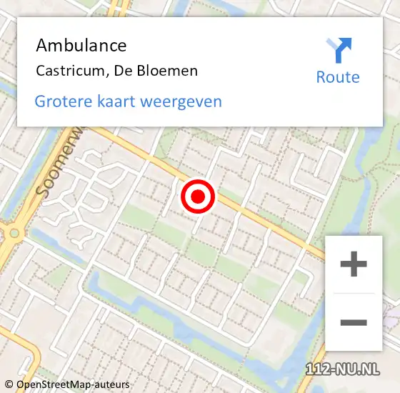 Locatie op kaart van de 112 melding: Ambulance Castricum, De Bloemen op 25 maart 2022 16:16