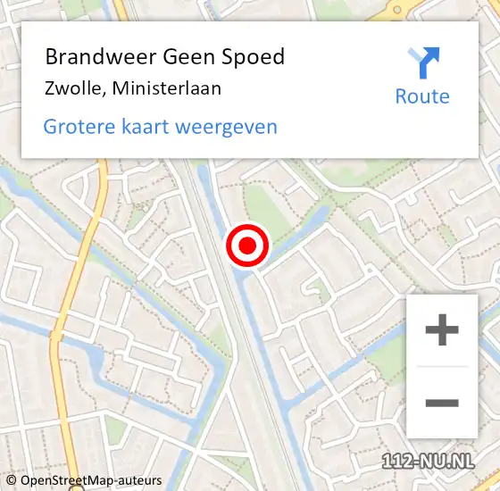 Locatie op kaart van de 112 melding: Brandweer Geen Spoed Naar Zwolle, Ministerlaan op 25 maart 2022 16:16