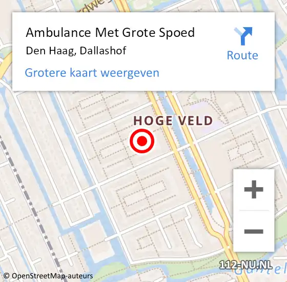 Locatie op kaart van de 112 melding: Ambulance Met Grote Spoed Naar Den Haag, Dallashof op 25 maart 2022 16:22