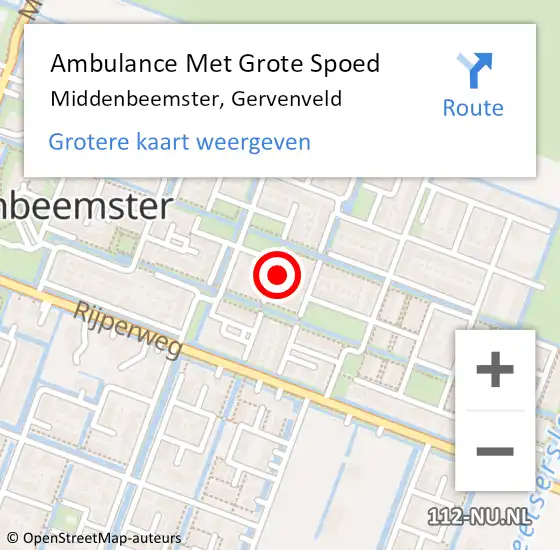 Locatie op kaart van de 112 melding: Ambulance Met Grote Spoed Naar Middenbeemster, Gervenveld op 25 maart 2022 16:23