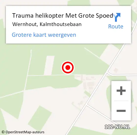Locatie op kaart van de 112 melding: Trauma helikopter Met Grote Spoed Naar Wernhout, Kalmthoutsebaan op 25 maart 2022 16:29