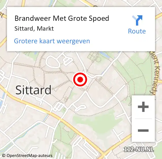 Locatie op kaart van de 112 melding: Brandweer Met Grote Spoed Naar Sittard, Markt op 25 maart 2022 16:31