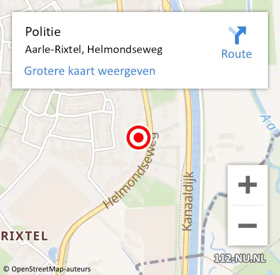Locatie op kaart van de 112 melding: Politie Aarle-Rixtel, Helmondseweg op 25 maart 2022 16:41