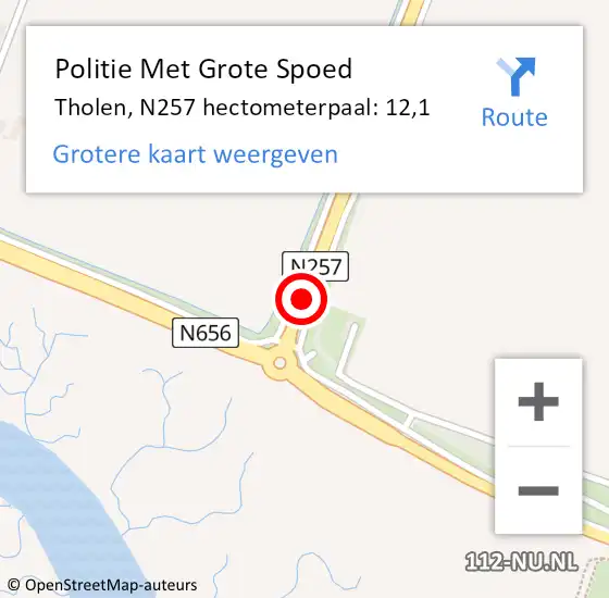 Locatie op kaart van de 112 melding: Politie Met Grote Spoed Naar Tholen, N257 hectometerpaal: 12,1 op 25 maart 2022 16:41