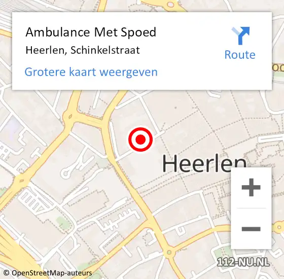 Locatie op kaart van de 112 melding: Ambulance Met Spoed Naar Heerlen, Schinkelstraat op 25 maart 2022 16:49