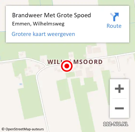 Locatie op kaart van de 112 melding: Brandweer Met Grote Spoed Naar Emmen, Wilhelmsweg op 25 maart 2022 17:04