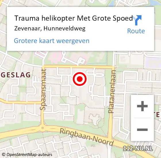 Locatie op kaart van de 112 melding: Trauma helikopter Met Grote Spoed Naar Zevenaar, Hunneveldweg op 25 maart 2022 17:24