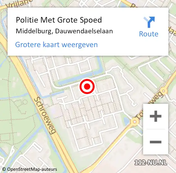 Locatie op kaart van de 112 melding: Politie Met Grote Spoed Naar Middelburg, Dauwendaelselaan op 25 maart 2022 17:33