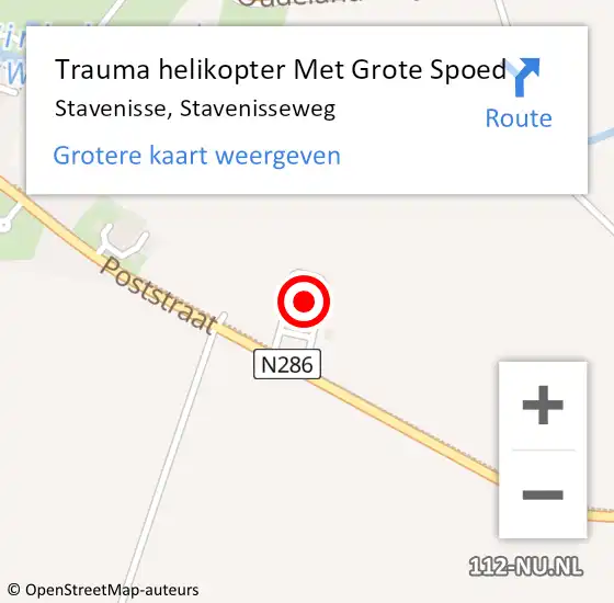 Locatie op kaart van de 112 melding: Trauma helikopter Met Grote Spoed Naar Stavenisse, Stavenisseweg op 25 maart 2022 17:39