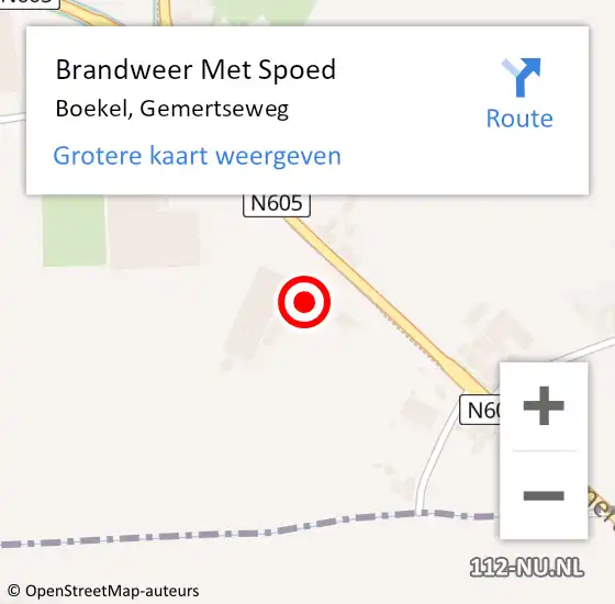 Locatie op kaart van de 112 melding: Brandweer Met Spoed Naar Boekel, Gemertseweg op 25 maart 2022 17:43