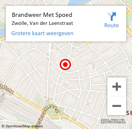 Locatie op kaart van de 112 melding: Brandweer Met Spoed Naar Zwolle, Van der Laenstraat op 25 maart 2022 17:45