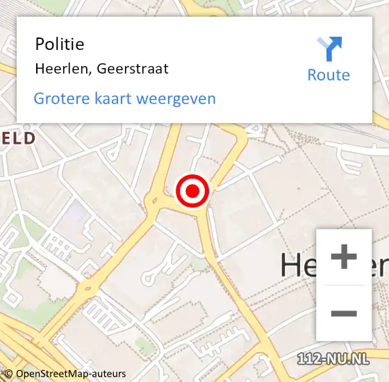 Locatie op kaart van de 112 melding: Politie Heerlen, Geerstraat op 25 maart 2022 17:56