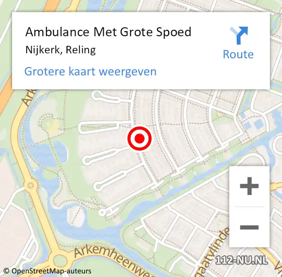 Locatie op kaart van de 112 melding: Ambulance Met Grote Spoed Naar Nijkerk, Reling op 25 maart 2022 18:01