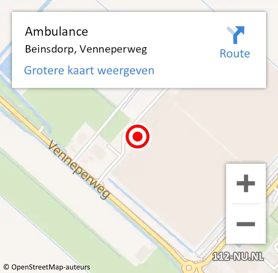 Locatie op kaart van de 112 melding: Ambulance Beinsdorp, Venneperweg op 25 maart 2022 18:09