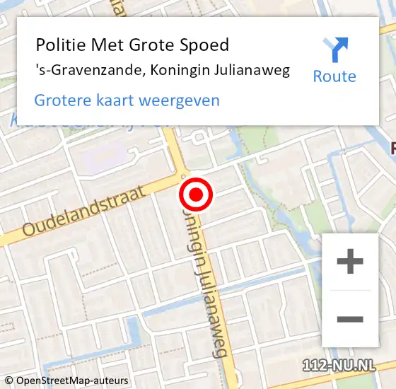 Locatie op kaart van de 112 melding: Politie Met Grote Spoed Naar 's-Gravenzande, Koningin Julianaweg op 25 maart 2022 18:10