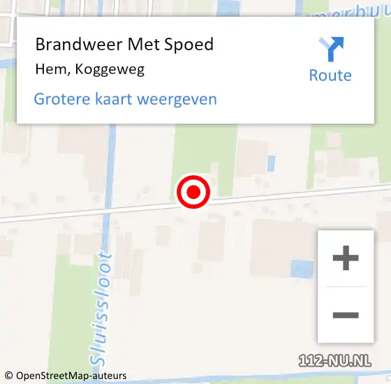 Locatie op kaart van de 112 melding: Brandweer Met Spoed Naar Hem, Koggeweg op 25 maart 2022 18:39