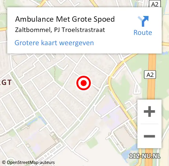 Locatie op kaart van de 112 melding: Ambulance Met Grote Spoed Naar Zaltbommel, PJ Troelstrastraat op 25 maart 2022 18:56