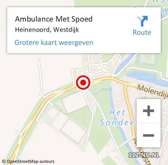 Locatie op kaart van de 112 melding: Ambulance Met Spoed Naar Heinenoord, Westdijk op 25 maart 2022 18:59