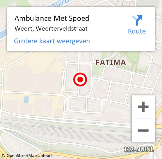 Locatie op kaart van de 112 melding: Ambulance Met Spoed Naar Weert, Weerterveldstraat op 12 juli 2014 08:10