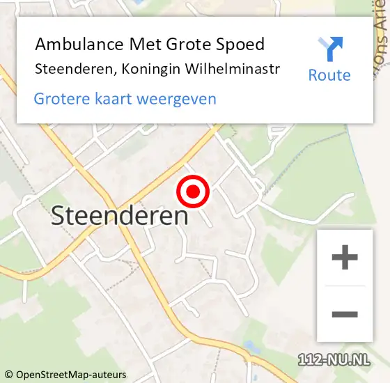 Locatie op kaart van de 112 melding: Ambulance Met Grote Spoed Naar Steenderen, Koningin Wilhelminastr op 25 maart 2022 19:40