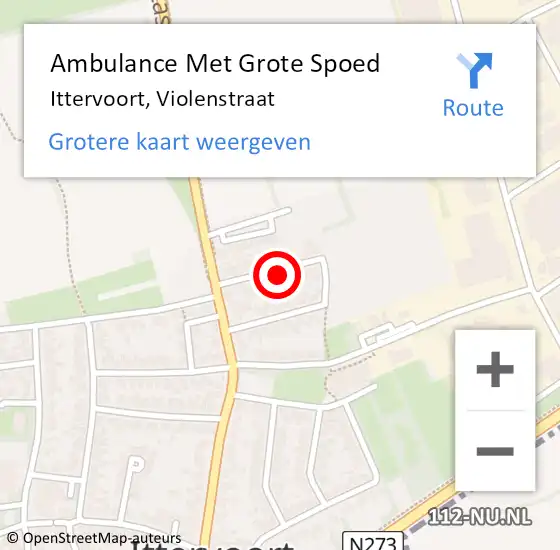 Locatie op kaart van de 112 melding: Ambulance Met Grote Spoed Naar Ittervoort, Violenstraat op 25 maart 2022 19:42