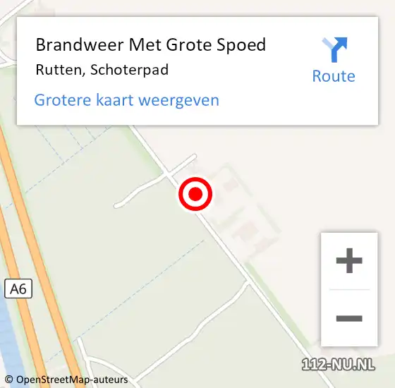 Locatie op kaart van de 112 melding: Brandweer Met Grote Spoed Naar Rutten, Schoterpad op 25 maart 2022 19:53