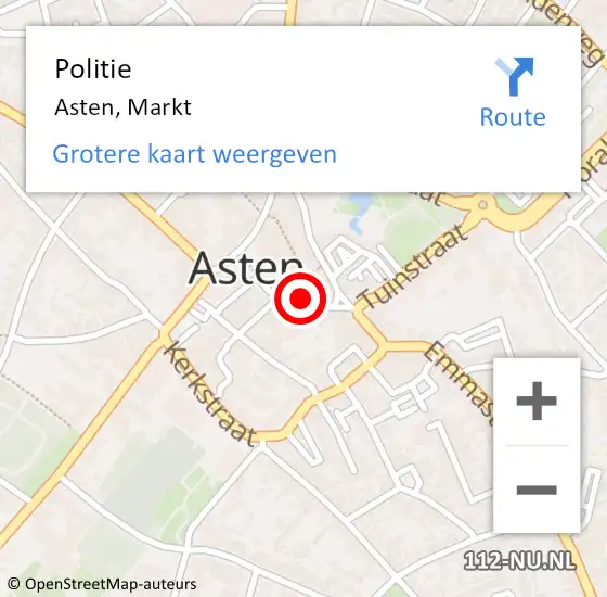 Locatie op kaart van de 112 melding: Politie Asten, Markt op 25 maart 2022 19:54