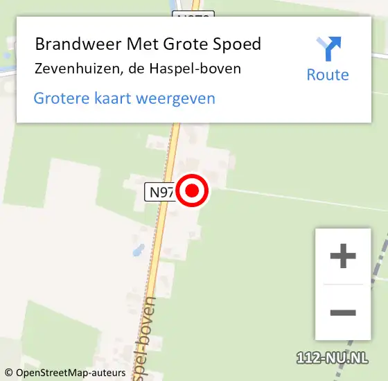 Locatie op kaart van de 112 melding: Brandweer Met Grote Spoed Naar Zevenhuizen, de Haspel-boven op 25 maart 2022 20:02