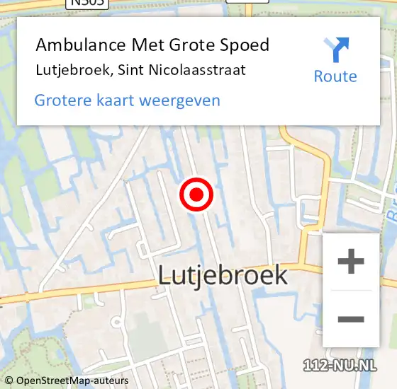 Locatie op kaart van de 112 melding: Ambulance Met Grote Spoed Naar Lutjebroek, Sint Nicolaasstraat op 25 maart 2022 20:06