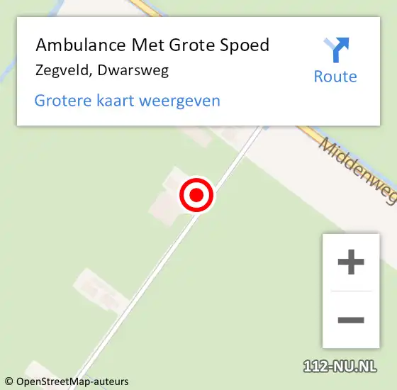 Locatie op kaart van de 112 melding: Ambulance Met Grote Spoed Naar Zegveld, Dwarsweg op 25 maart 2022 20:14