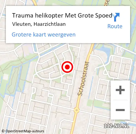 Locatie op kaart van de 112 melding: Trauma helikopter Met Grote Spoed Naar Vleuten, Haarzichtlaan op 25 maart 2022 20:17