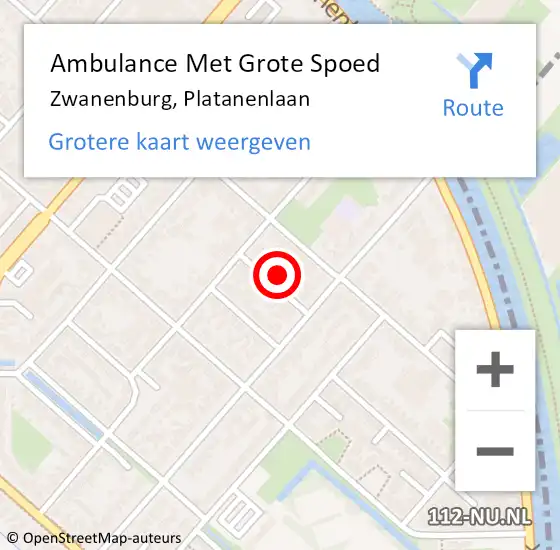 Locatie op kaart van de 112 melding: Ambulance Met Grote Spoed Naar Zwanenburg, Platanenlaan op 25 maart 2022 20:23