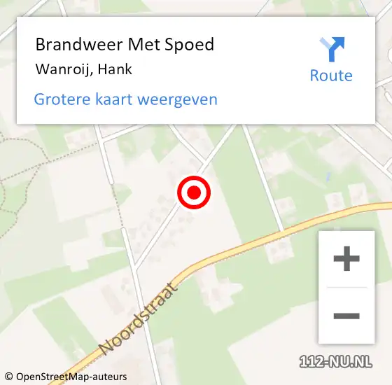 Locatie op kaart van de 112 melding: Brandweer Met Spoed Naar Wanroij, Hank op 25 maart 2022 20:24