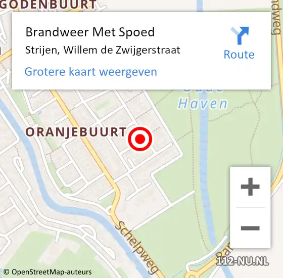Locatie op kaart van de 112 melding: Brandweer Met Spoed Naar Strijen, Willem de Zwijgerstraat op 25 maart 2022 20:27