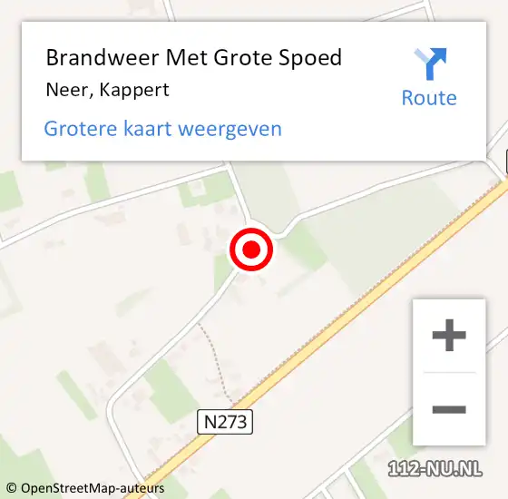 Locatie op kaart van de 112 melding: Brandweer Met Grote Spoed Naar Neer, Kappert op 25 maart 2022 20:48