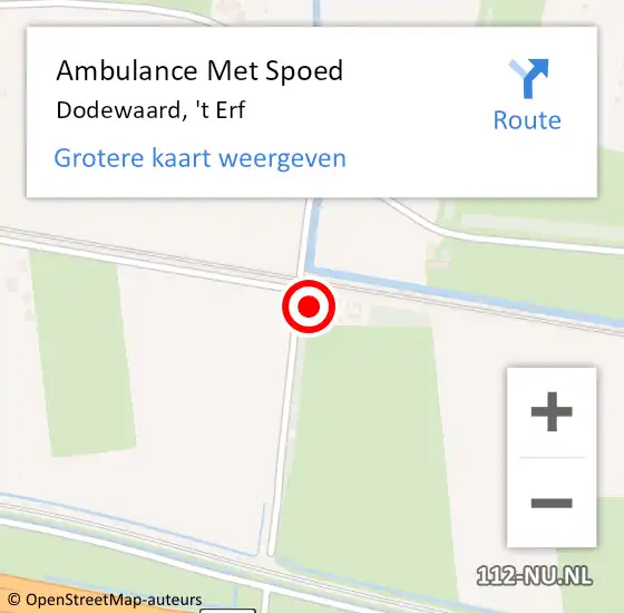 Locatie op kaart van de 112 melding: Ambulance Met Spoed Naar Dodewaard, 't Erf op 25 maart 2022 21:00