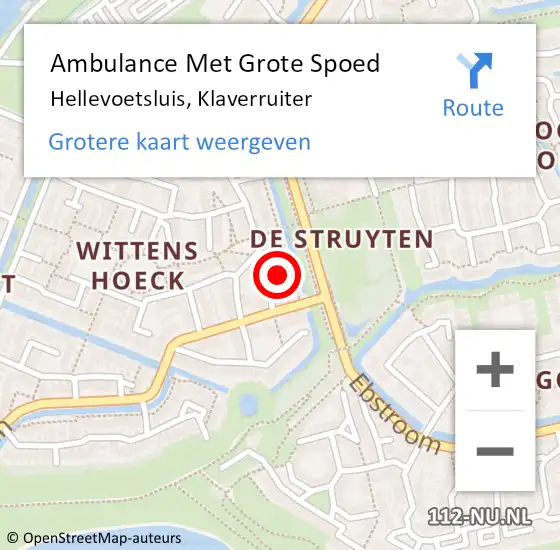 Locatie op kaart van de 112 melding: Ambulance Met Grote Spoed Naar Hellevoetsluis, Klaverruiter op 25 maart 2022 21:01