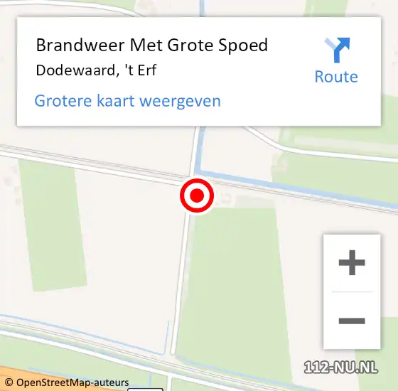 Locatie op kaart van de 112 melding: Brandweer Met Grote Spoed Naar Dodewaard, 't Erf op 25 maart 2022 21:01