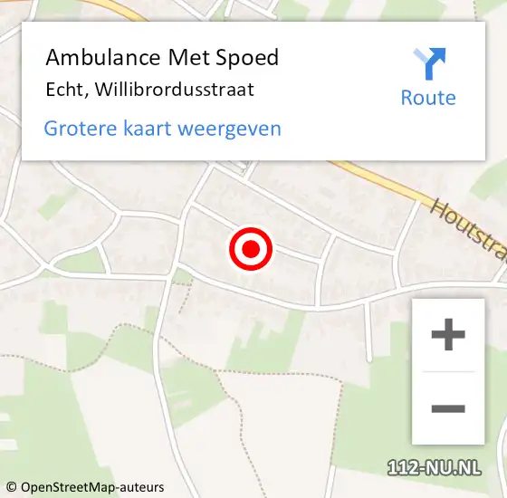 Locatie op kaart van de 112 melding: Ambulance Met Spoed Naar Echt, Willibrordusstraat op 25 maart 2022 21:48